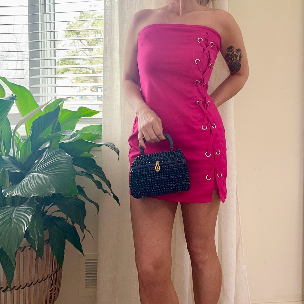 By The Way Womens Hot Pink Strappless Mini Dress Size Medium Barbiecore